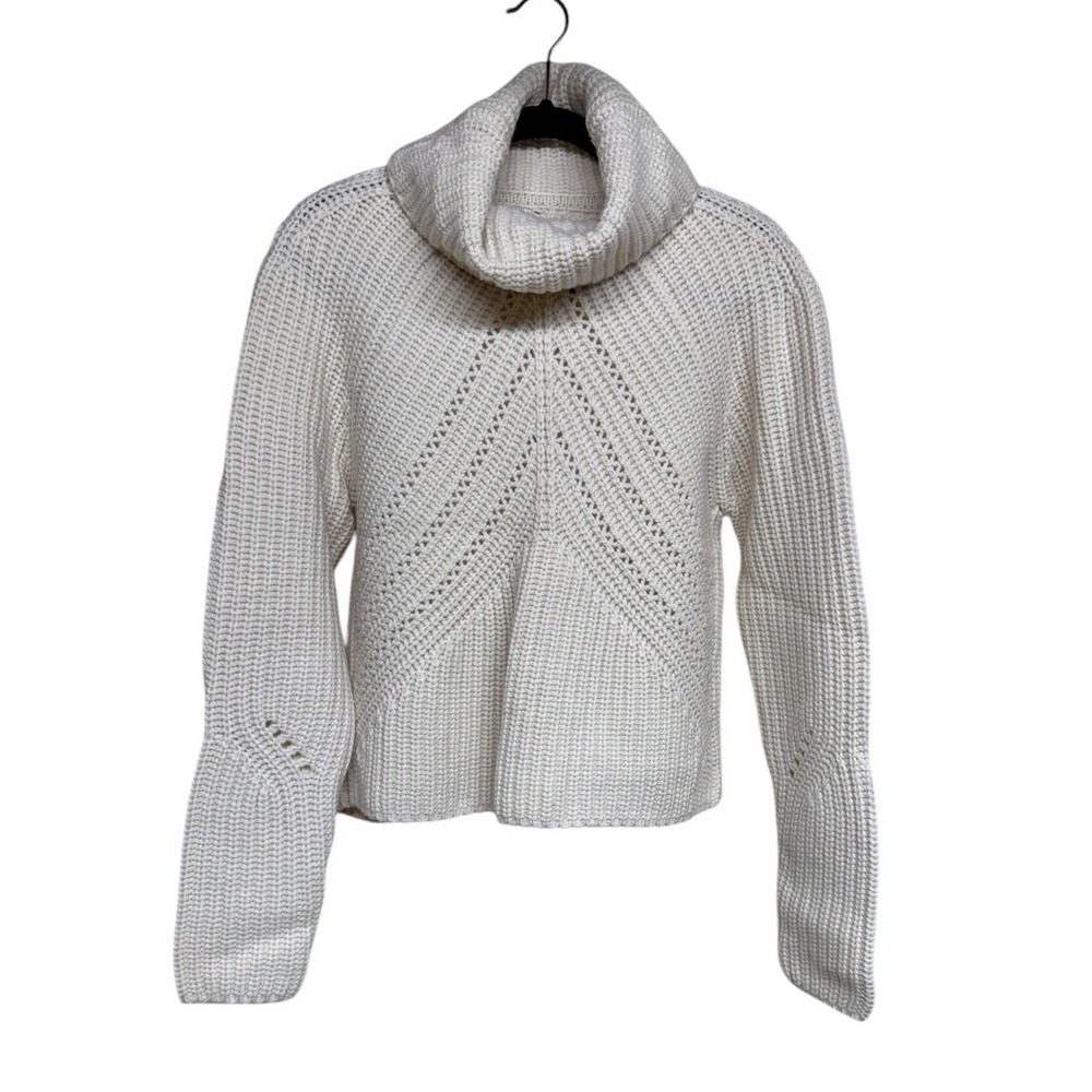 Rag & Bone 100% Wool CeCe Funnel Neck Long‎ Sleeve Pullover Sweater Cream Size M